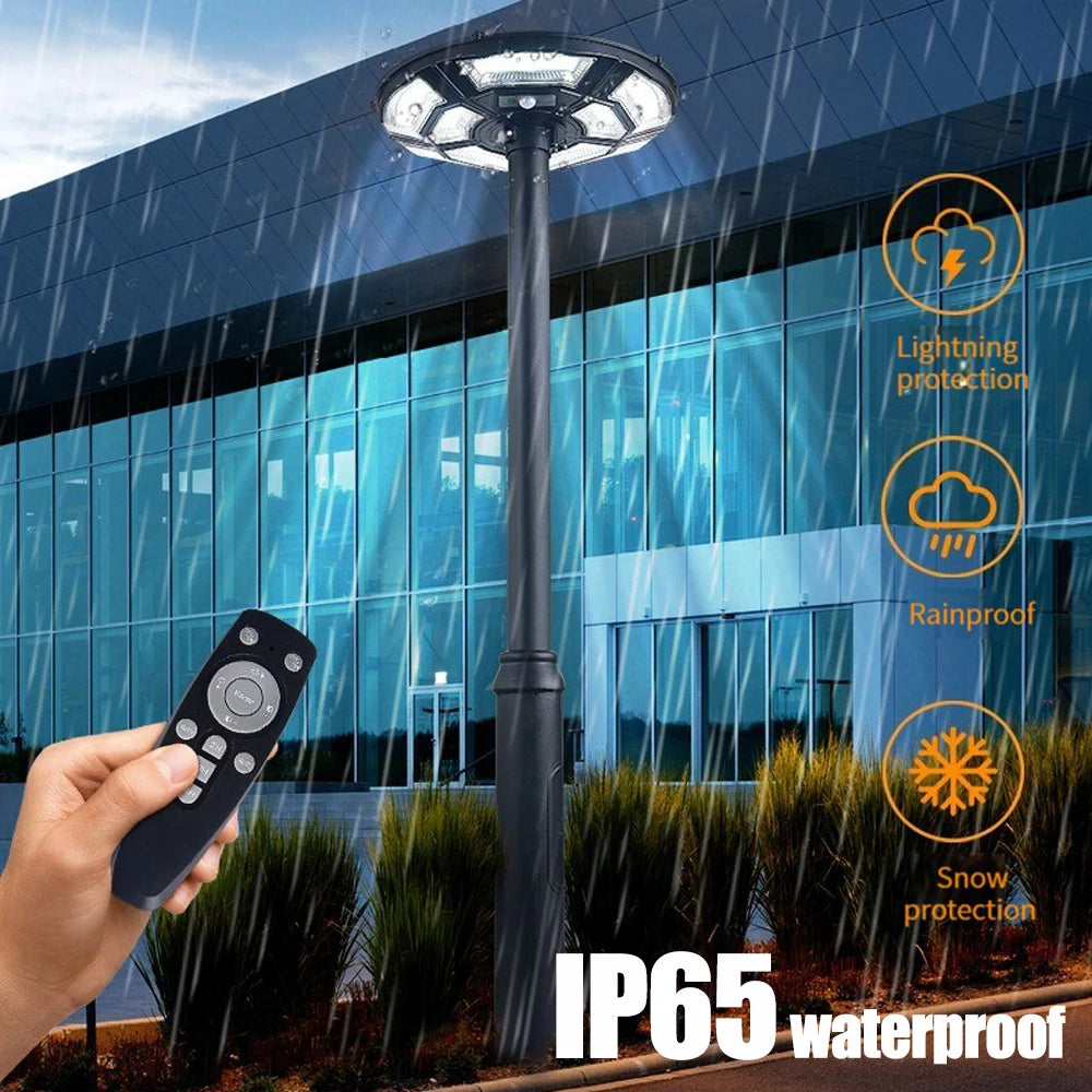 Solar Garden Lights Outdoor Waterproof with Motion Sensor and Remote Solar Street Lamp Security Lights for Parking Yard