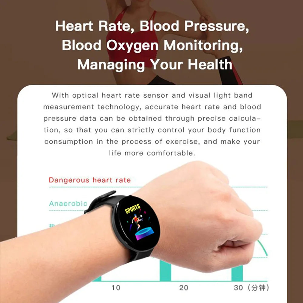 D18 Smart Watch For Ios Android Men Waterproof Smartwatch Women Sleep Monitor Message Fitness Tracker Bracelet Sport Watches SMS