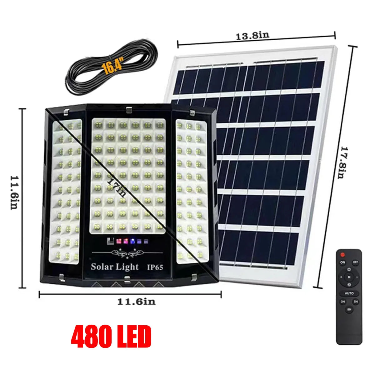Solar Garden Lights Outdoor Waterproof with Motion Sensor and Remote Solar Street Lamp Security Lights for Parking Yard
