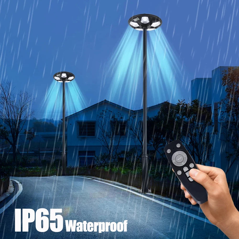 Solar Garden Lights Outdoor Waterproof with Motion Sensor and Remote Solar Street Lamp Security Lights for Parking Yard