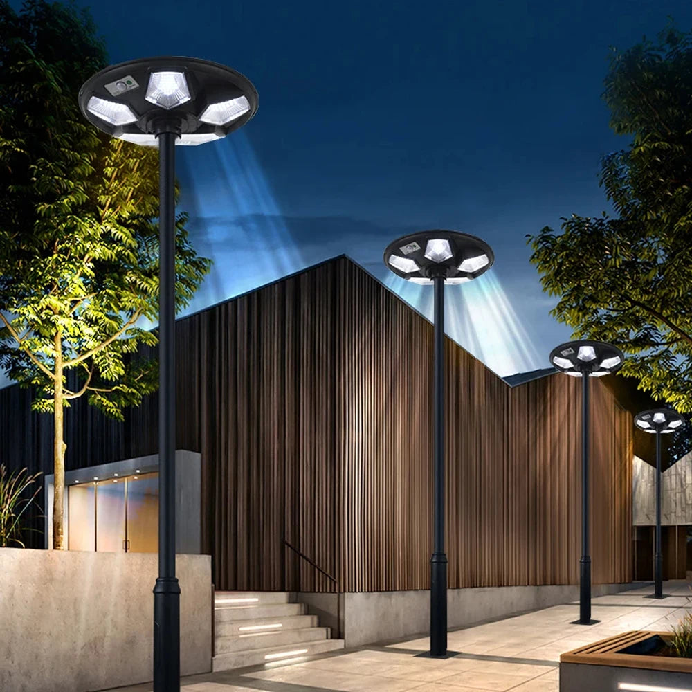 Solar Garden Lights Outdoor Waterproof with Motion Sensor and Remote Solar Street Lamp Security Lights for Parking Yard