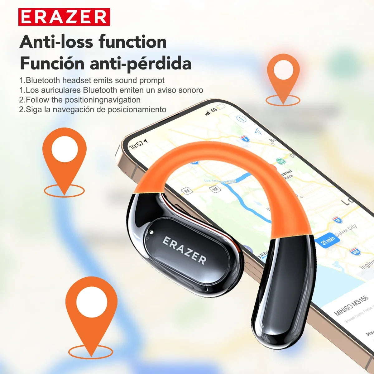 ERAZER XP15 Wireless Headphones Bluetooth 5.4 AI Translator Earbuds Glowing Earhook Upgraded LCD Touchscreen ENC Noise Reduction