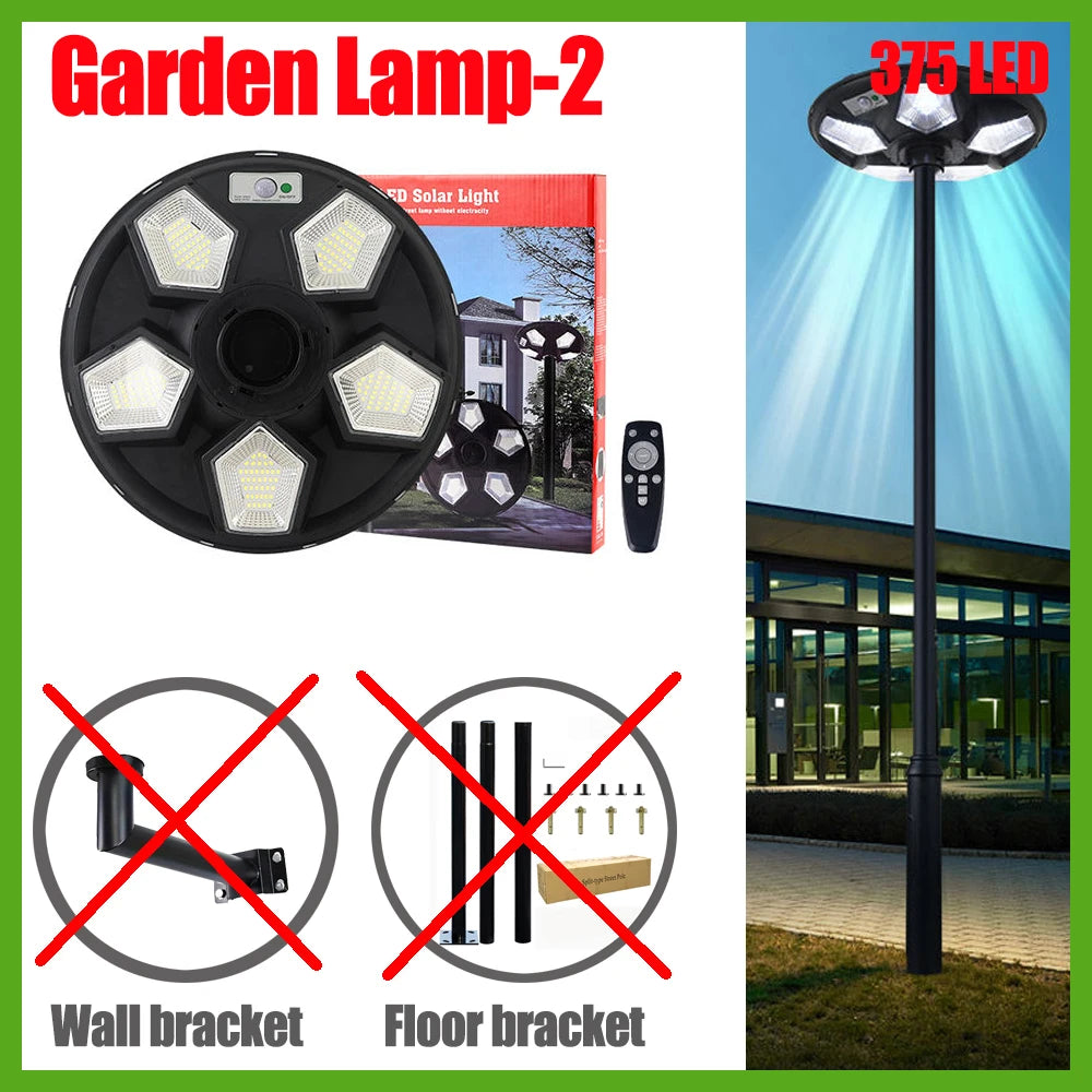 Solar Garden Lights Outdoor Waterproof with Motion Sensor and Remote Solar Street Lamp Security Lights for Parking Yard