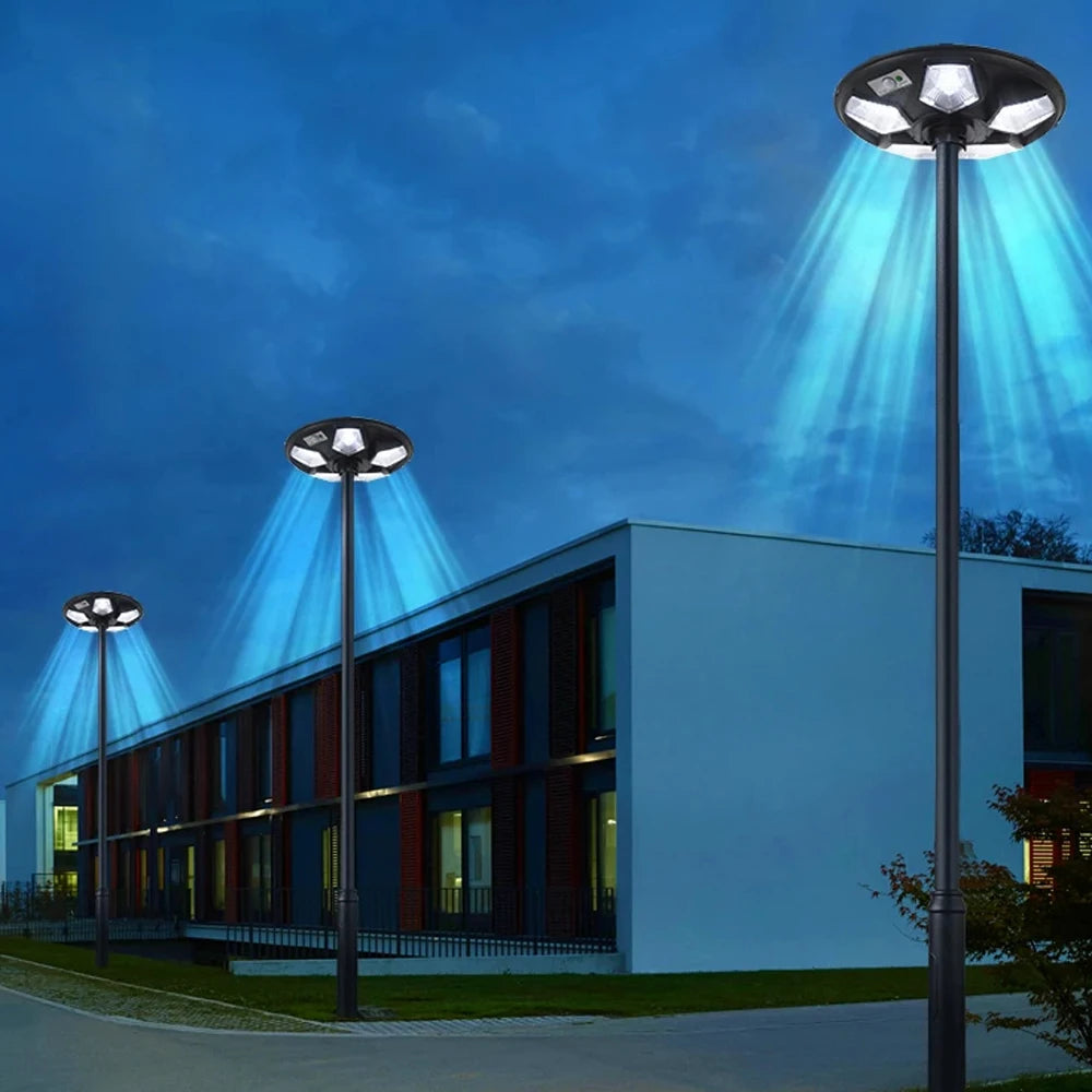 Solar Garden Lights Outdoor Waterproof with Motion Sensor and Remote Solar Street Lamp Security Lights for Parking Yard
