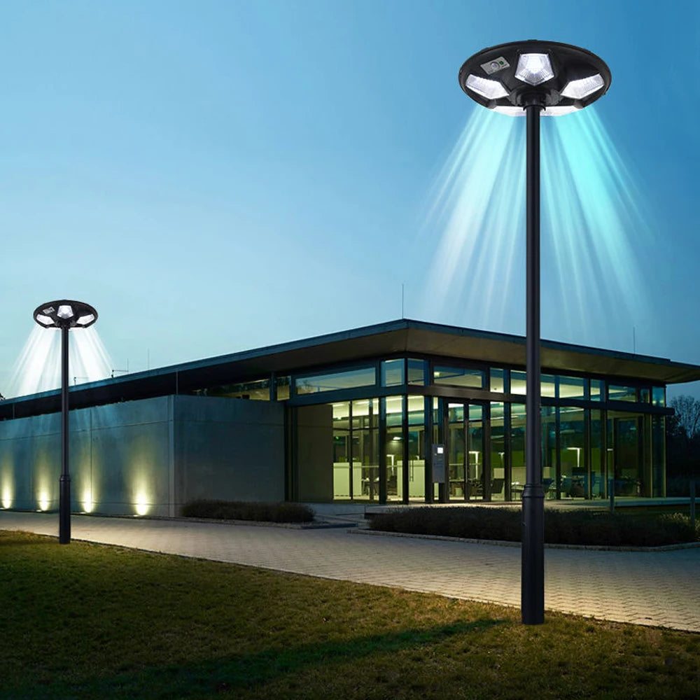 Solar Garden Lights Outdoor Waterproof with Motion Sensor and Remote Solar Street Lamp Security Lights for Parking Yard