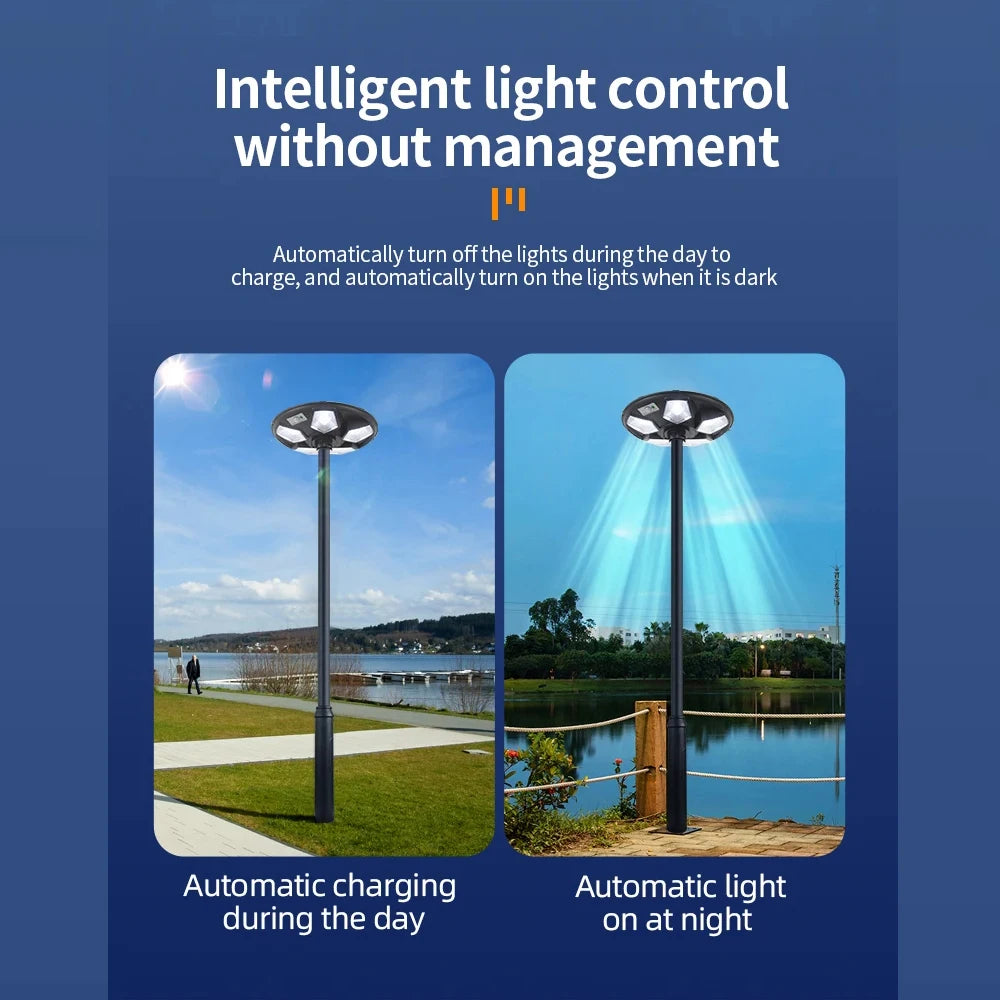 Solar Garden Lights Outdoor Waterproof with Motion Sensor and Remote Solar Street Lamp Security Lights for Parking Yard