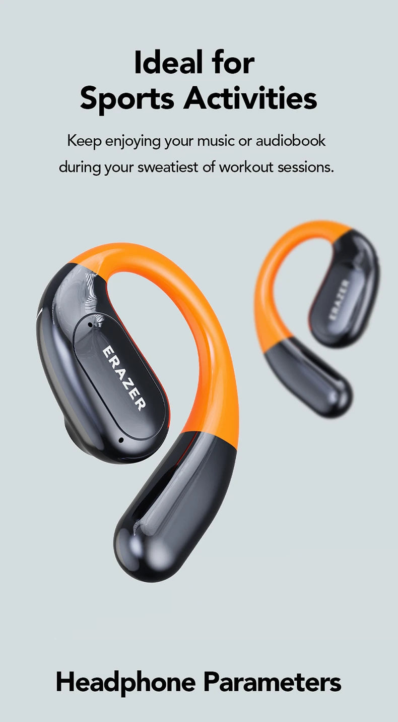 ERAZER XP15 Wireless Headphones Bluetooth 5.4 AI Translator Earbuds Glowing Earhook Upgraded LCD Touchscreen ENC Noise Reduction