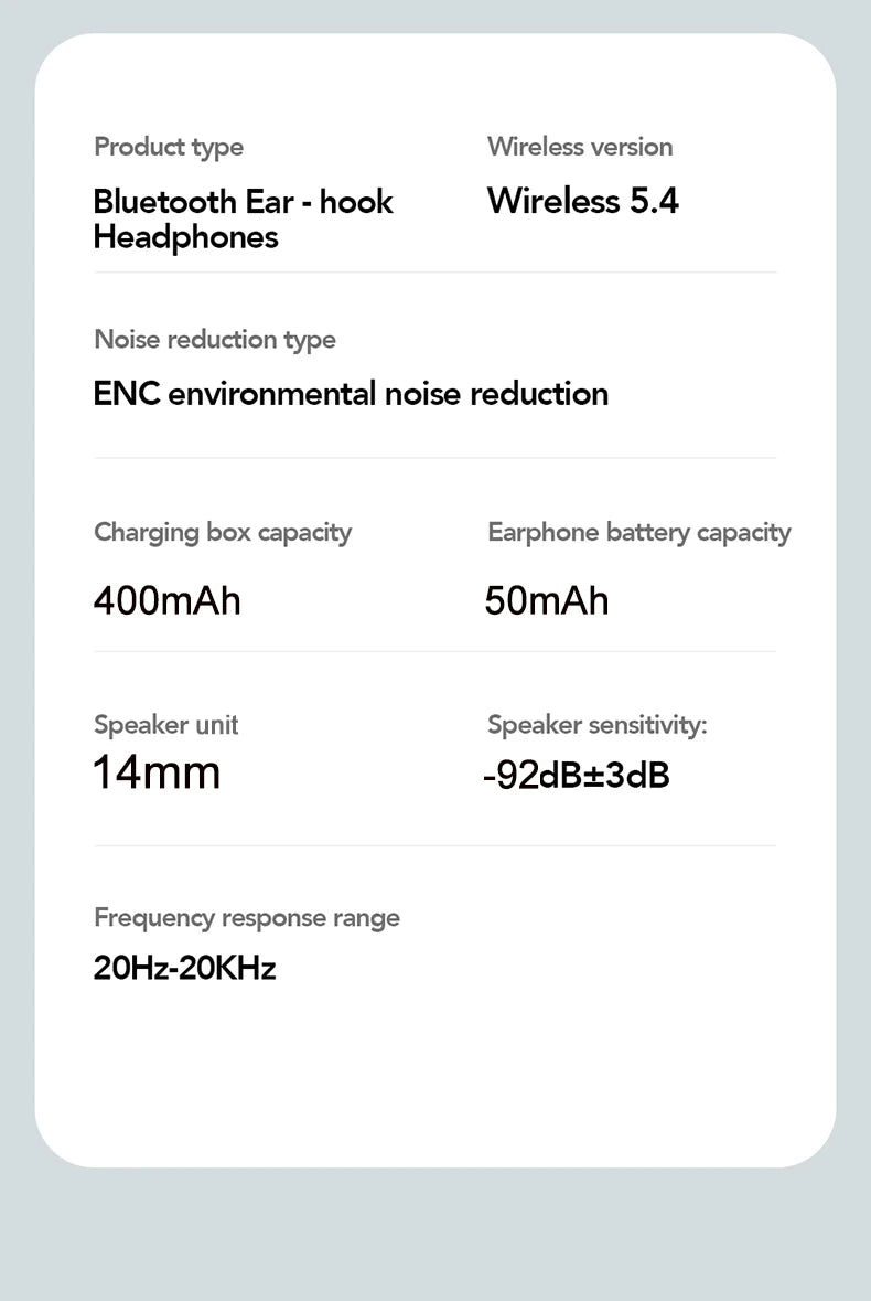 ERAZER XP15 Wireless Headphones Bluetooth 5.4 AI Translator Earbuds Glowing Earhook Upgraded LCD Touchscreen ENC Noise Reduction