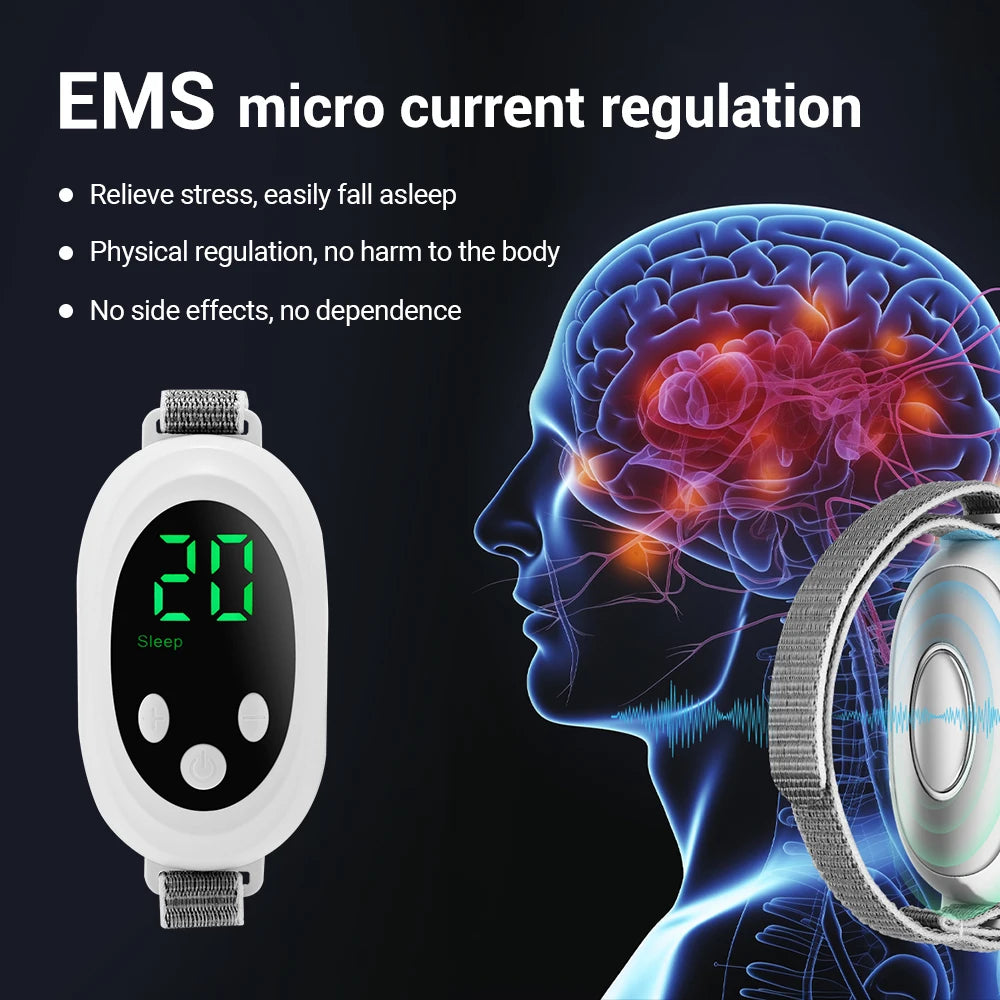 Handheld 20 Levels EMS Sleep Aid Relaxation Treatment Microcurrent Pulse Hypnosis Device Insomnia