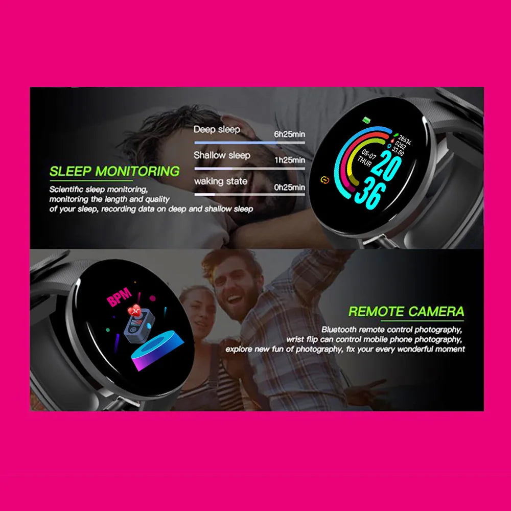 D18 Smart Watch For Ios Android Men Waterproof Smartwatch Women Sleep Monitor Message Fitness Tracker Bracelet Sport Watches SMS