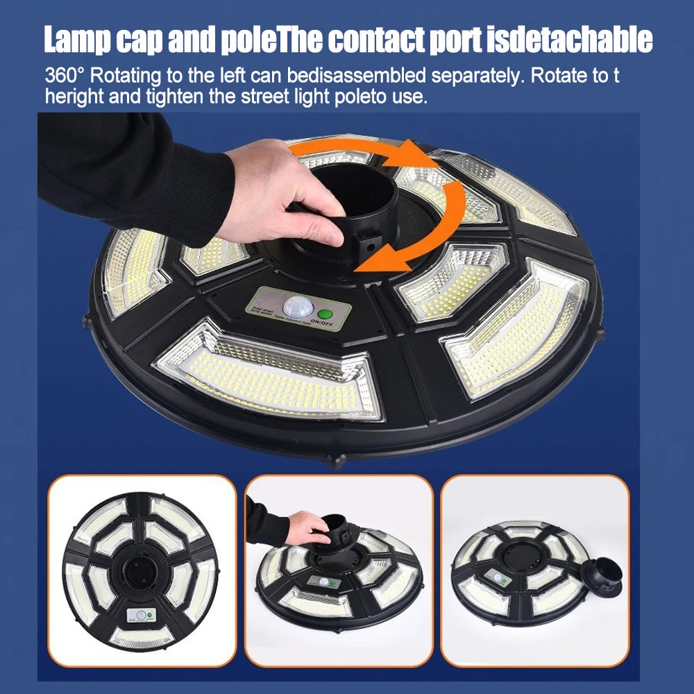 Solar Garden Lights Outdoor Waterproof with Motion Sensor and Remote Solar Street Lamp Security Lights for Parking Yard